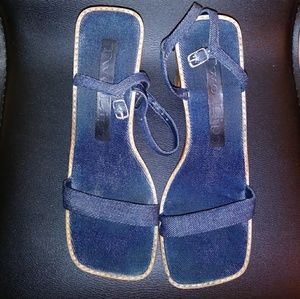 Denim/Wood Sandals